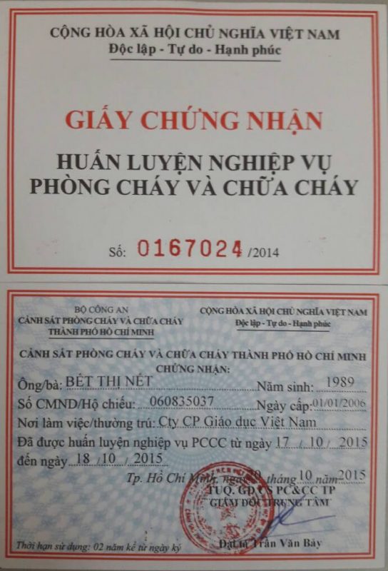 Giay Chung Nhan Tap Huan Pccc
