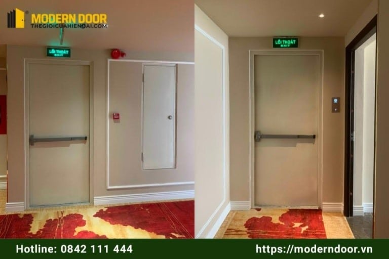 Mẫu cửa thép chống cháy đơn được Modern Door lắp đặt tại bệnh viện Việt Pháp